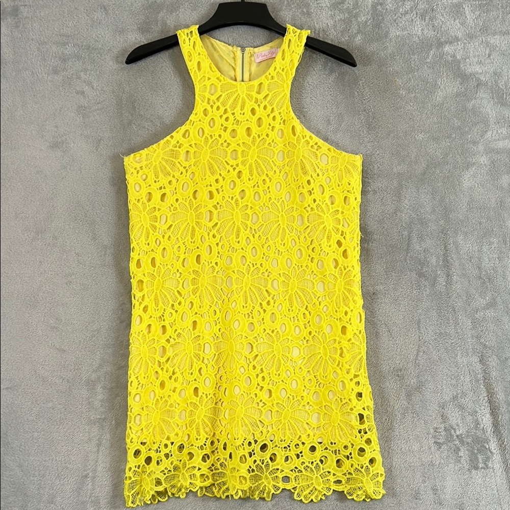Pink Lily, crochet lace, sleeveless dress Sz L
